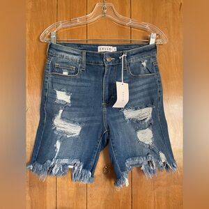 Cello Blue Distressed Denim Shorts Woman size Small NWT shorts summer